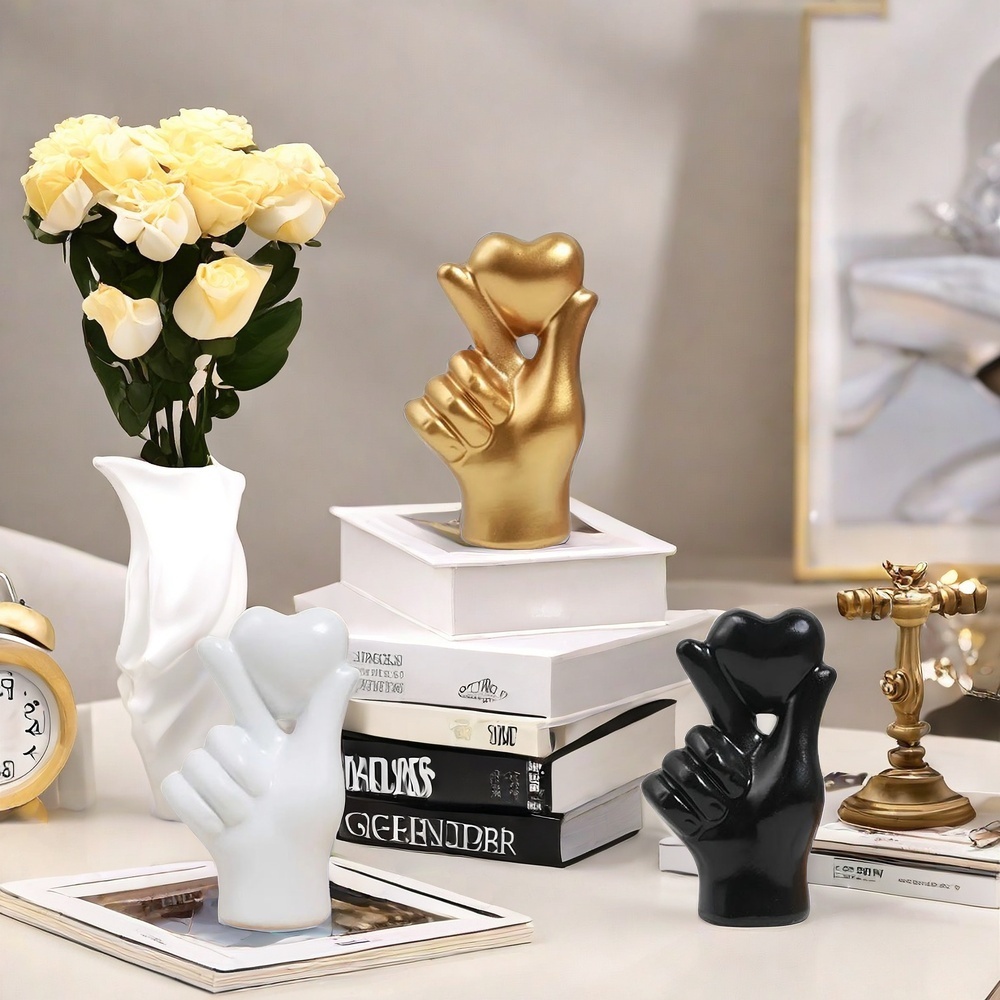 ハートハンドジェスチャー彫像彫刻高級樹脂デスクトップオーナメ - Home Decor Y2K のレビューと価格