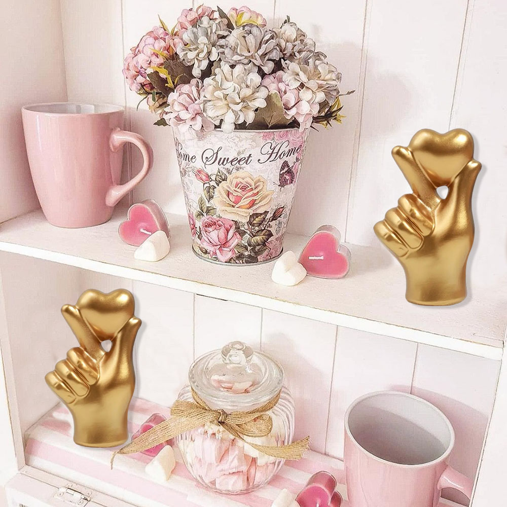ハートハンドジェスチャー彫像彫刻高級樹脂デスクトップオーナメ - Home Decor Y2K のレビューと価格