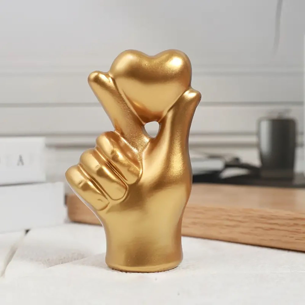 ハートハンドジェスチャー彫像彫刻高級樹脂デスクトップオーナメ - Home Decor Y2K のレビューと価格