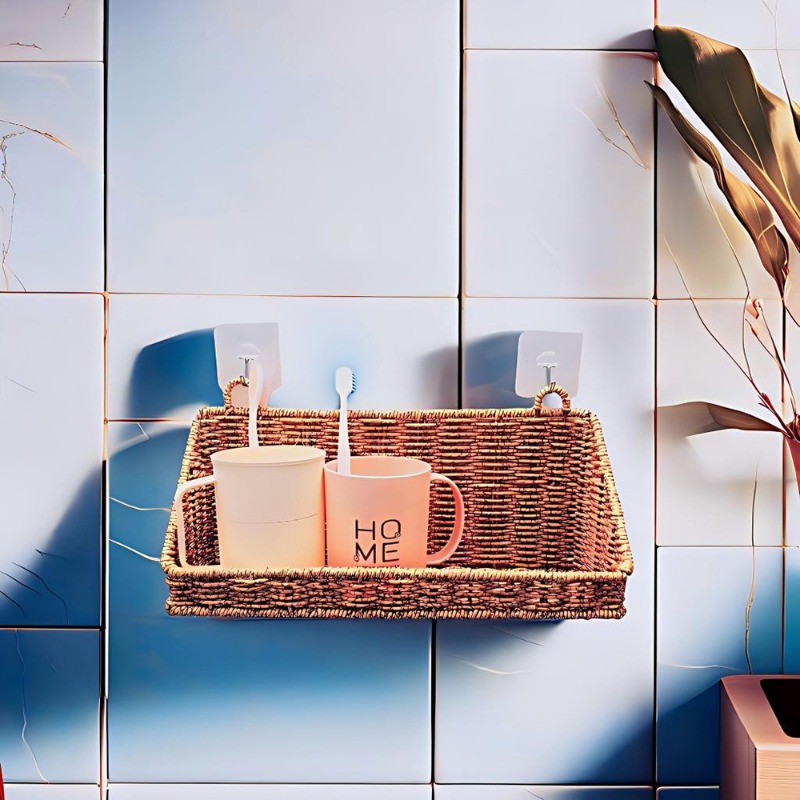 編まれた籐製吊り下げ収納バスケット フック付き 壁掛け式 ハ - Woven Wall Basket のレビューと価格