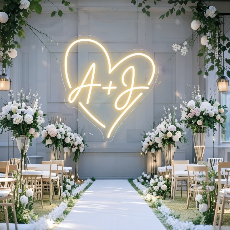 カスタムイニシャルハートLEDネオンサイン、結婚式パーティー - Neon Sign Led Custom のレビューと価格