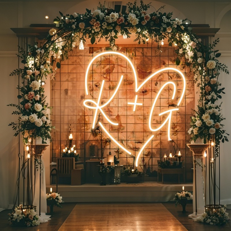 カスタムイニシャルハートLEDネオンサイン、結婚式パーティー - Neon Sign Led Custom のレビューと価格