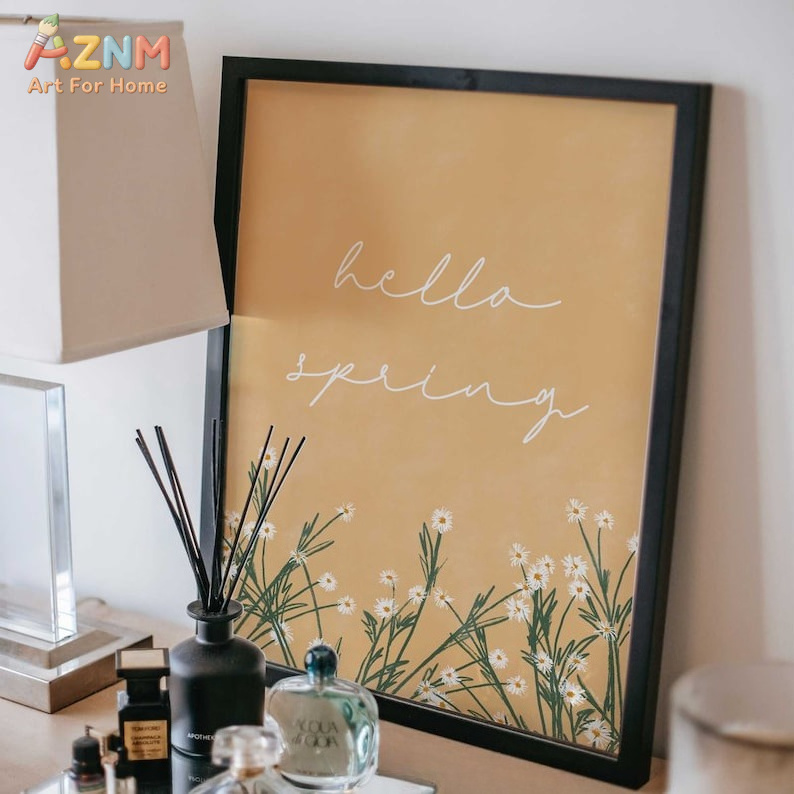 AZNM フレームなしキャンバスプリント ハロースプリング引 - Home Decor Yellow のレビューと価格