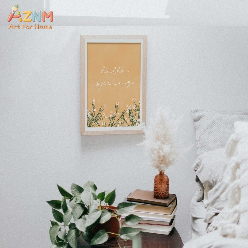 AZNM フレームなしキャンバスプリント ハロースプリング引 - Home Decor Yellow のレビューと価格