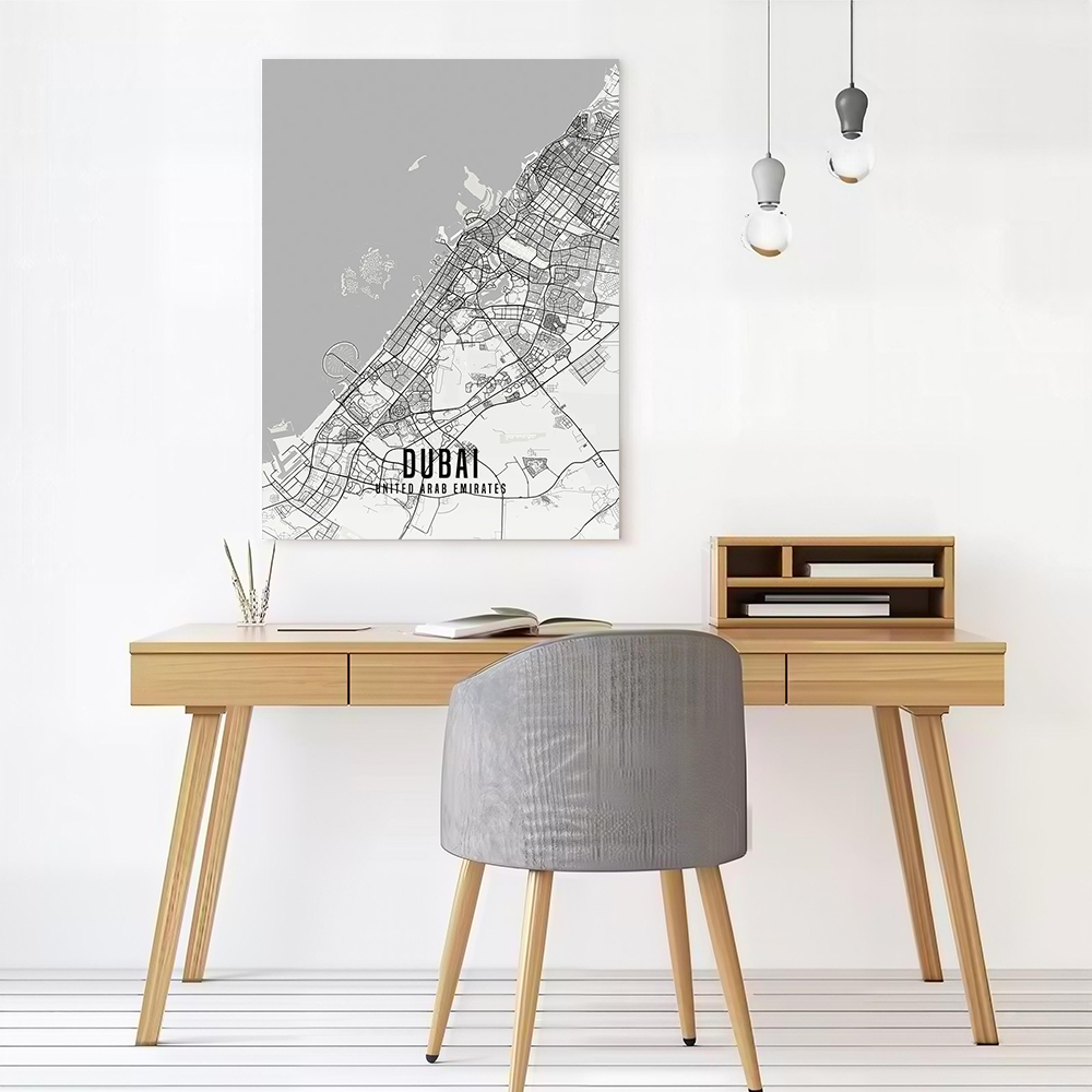 UAE ドバイ市地図ポスターキャンバスウォールアートパーソナ - Home Decor Dubai のレビューと価格