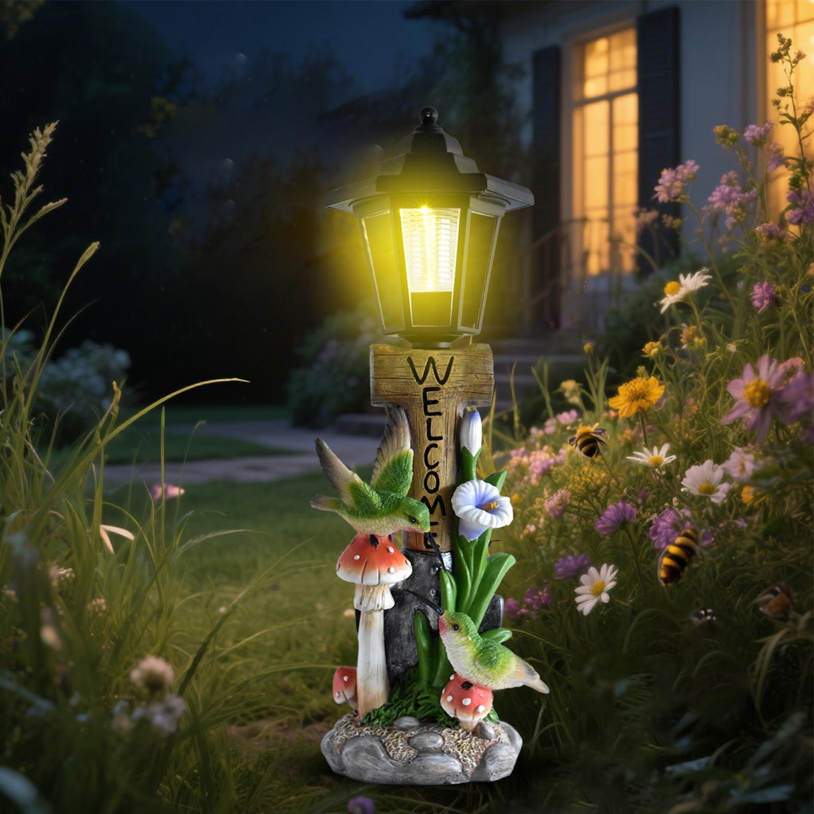 ソーラーガーデンライト像自動オン/オフ樹脂彫刻照明芝生装飾置 - Home Decor Resin のレビューと価格