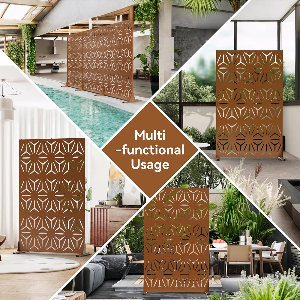 金属製プライバシースクリーンまたは屋外用自立型72インチ高さ - H&M Home Decor のレビューと価格
