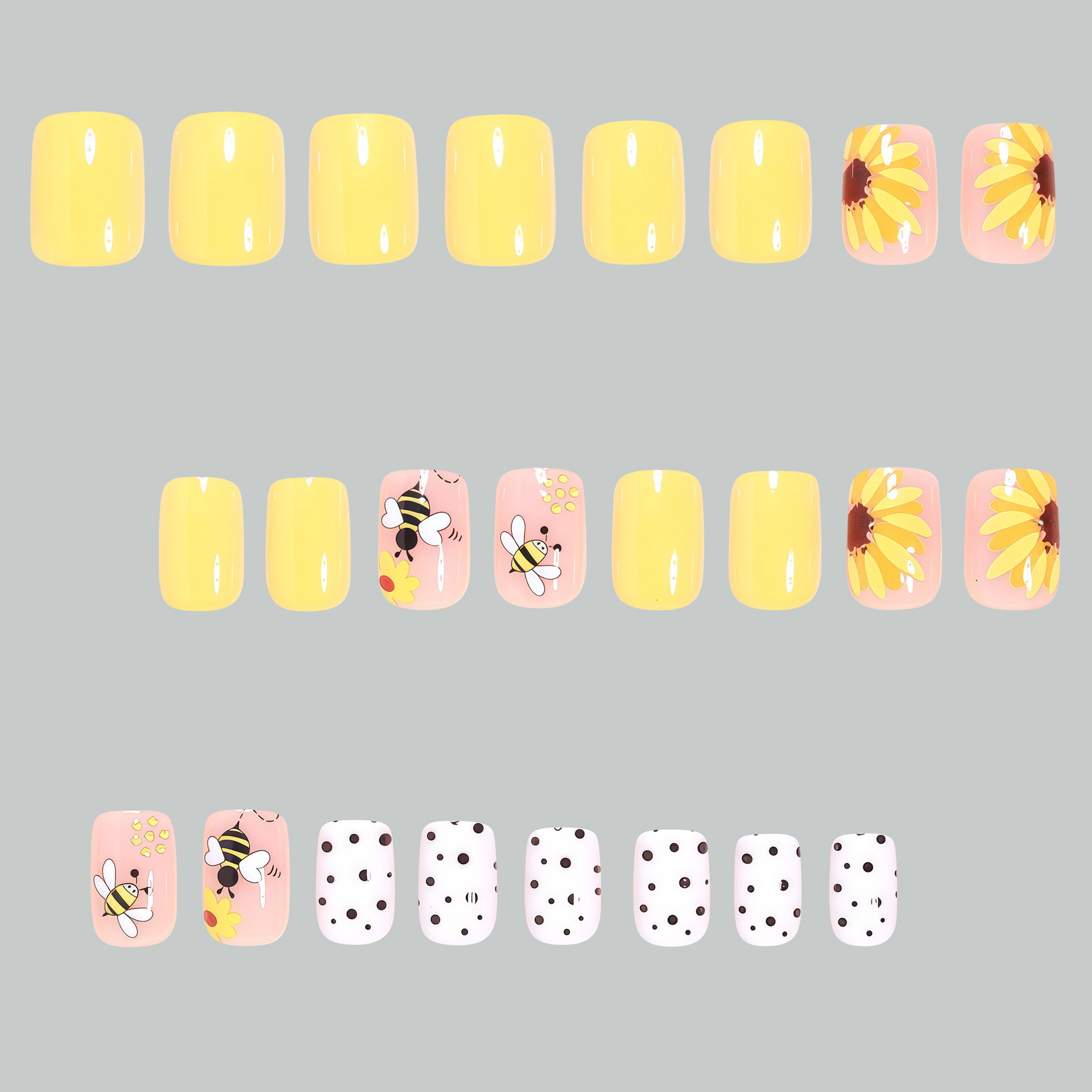 女性・女の子向けショートスクエアフェイクネイル イエロー・ホ - Home Decor Yellow のレビューと価格