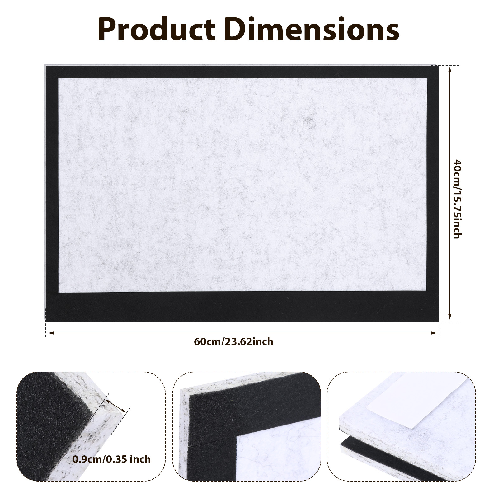 長方形のソフトフェルトピンボード 0.9 センチメートル厚み - Home Decor Wall Panels のレビューと価格