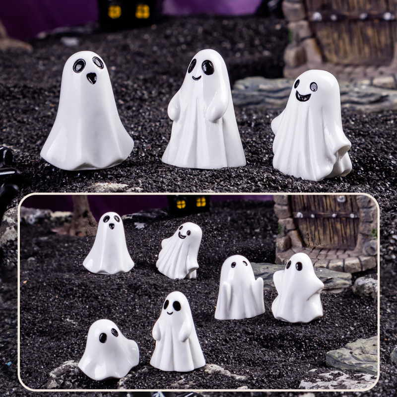 創造的な白い浮遊幽霊樹脂製置物、ハロウィンDIYミニオーナメ - Home Decor Resin のレビューと価格