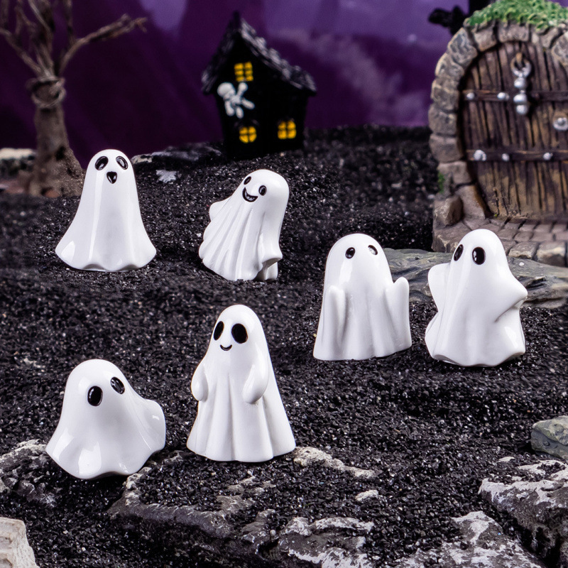 創造的な白い浮遊幽霊樹脂製置物、ハロウィンDIYミニオーナメ - Home Decor Resin のレビューと価格