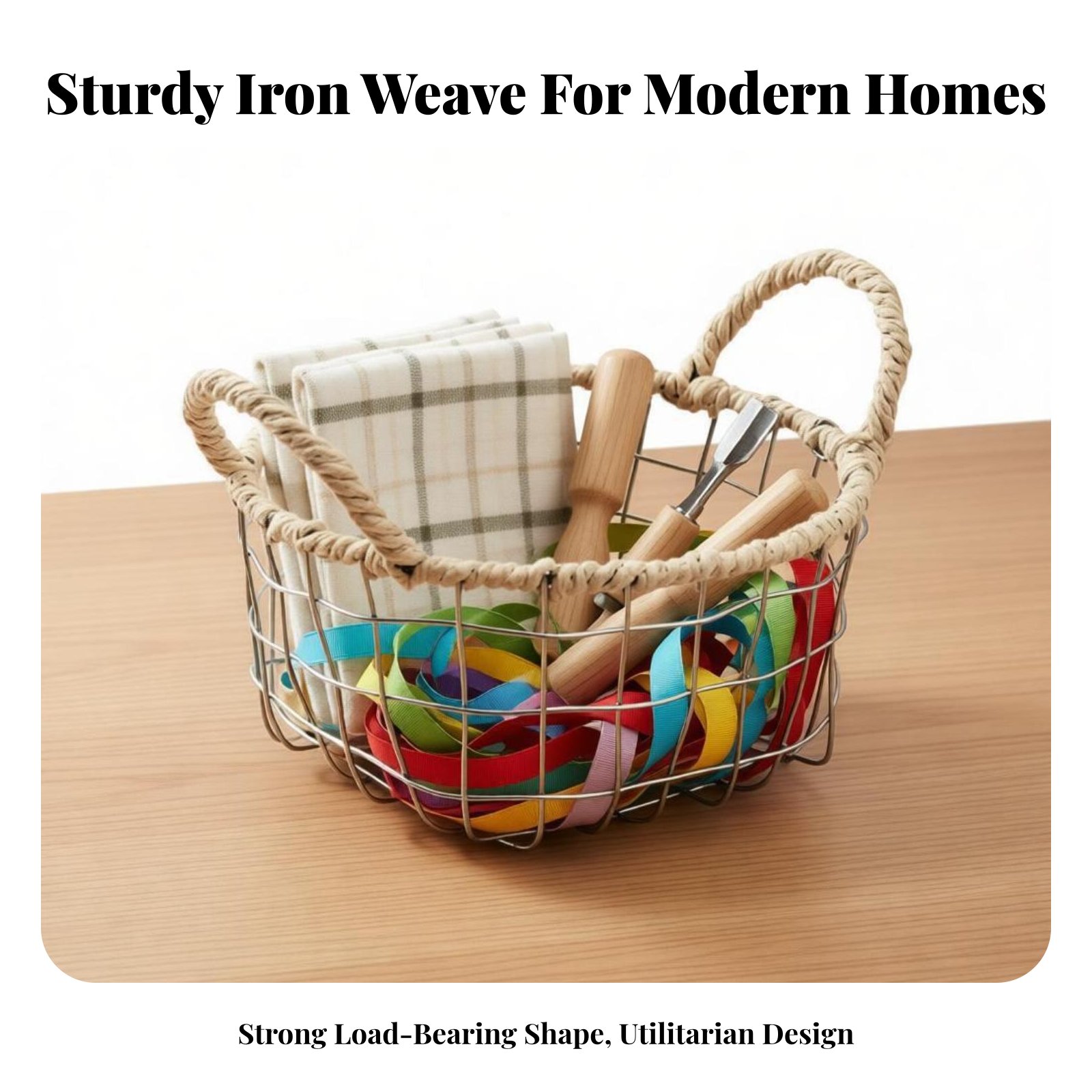 カウンタートップユーティリティバスケット、織りデザインのメタ - Woven Wall Basket のレビューと価格