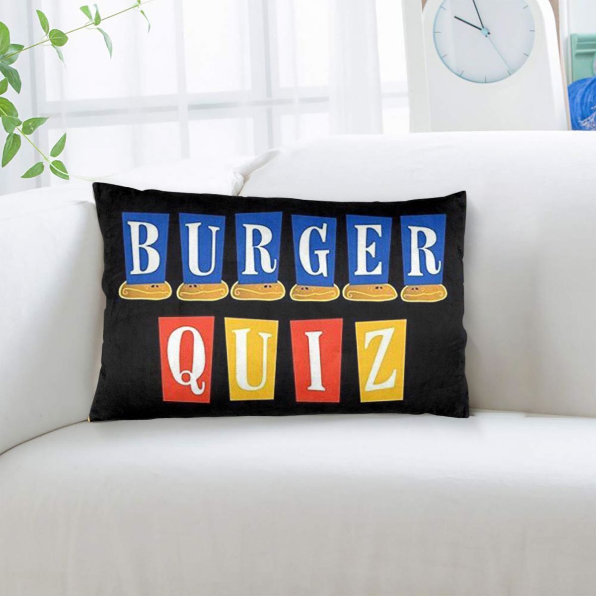 バーガークイズ新しいロゴ長方形枕カバークッションカバー装飾寝 - Home Decor Quiz Free のレビューと価格