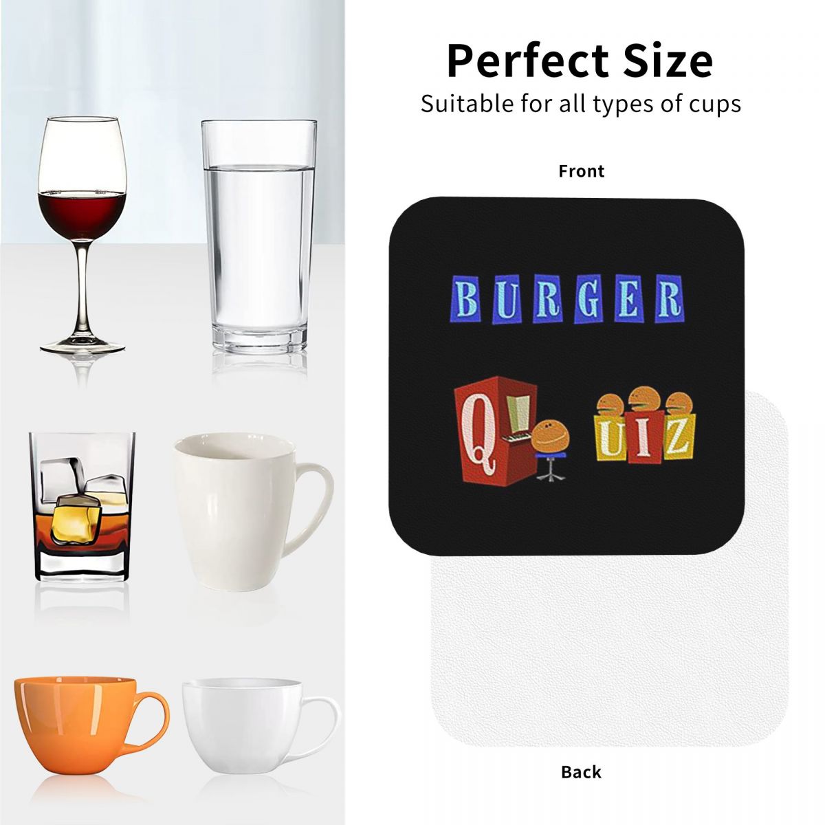 バーガークイズ 新ロゴ コースター キッチン プレースマット - Home Decor Quiz Free のレビューと価格