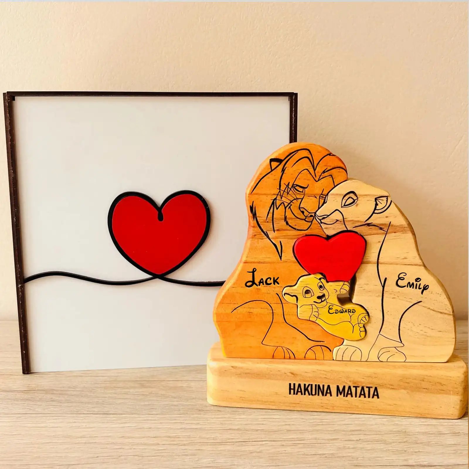 アート木製ファミリーパズル パーソナライズされた名前入りパズ - Home Decor Modern Organic のレビューと価格