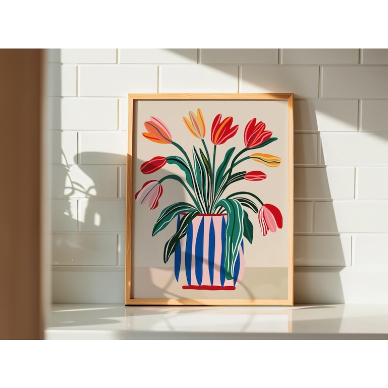 チューリップの花のキャンバスウォールアート2枚、フレームなし - Home Decor Tulip のレビューと価格