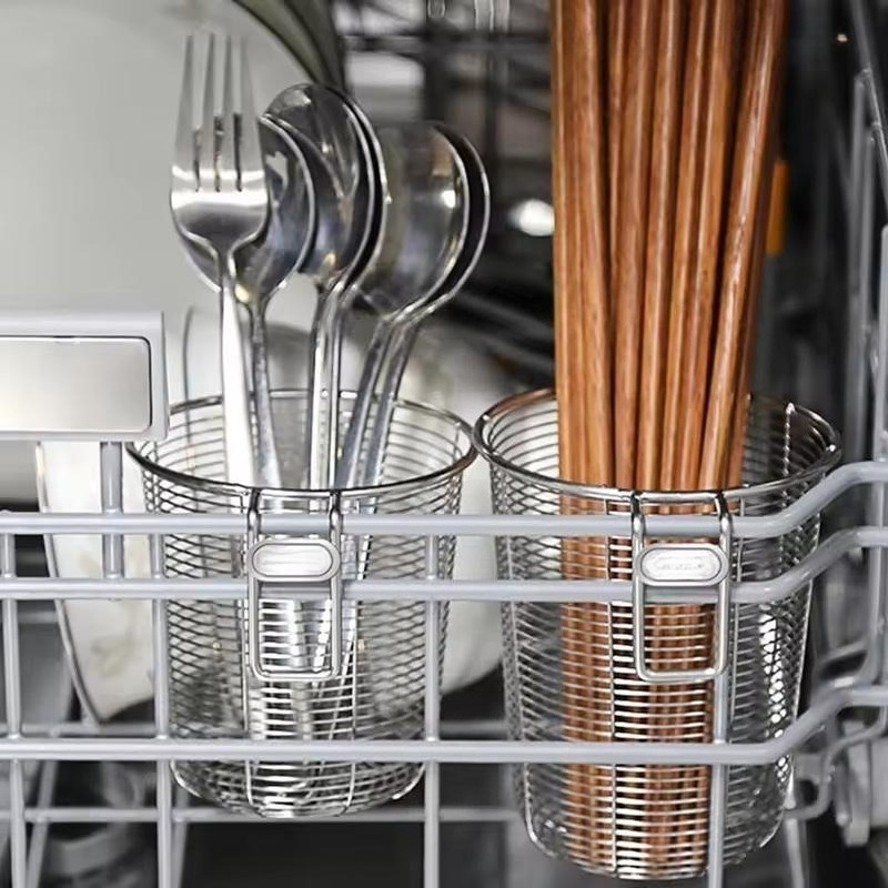 キッチン箸ホルダーオーガナイザー壁掛けステンレス鋼食器水切り - Woven Wall Basket のレビューと価格