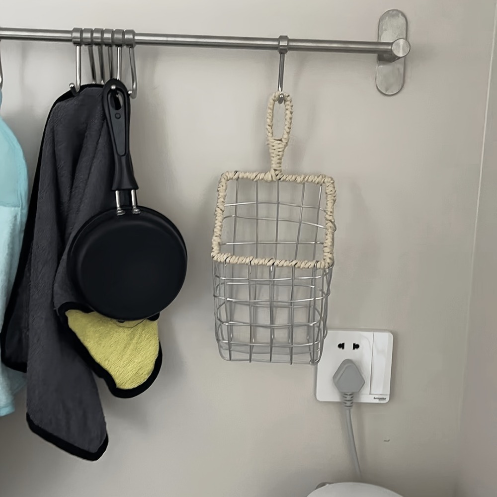 素朴な編み込みワイヤーハンギング収納バスケット、コットンロー - Woven Wall Basket のレビューと価格