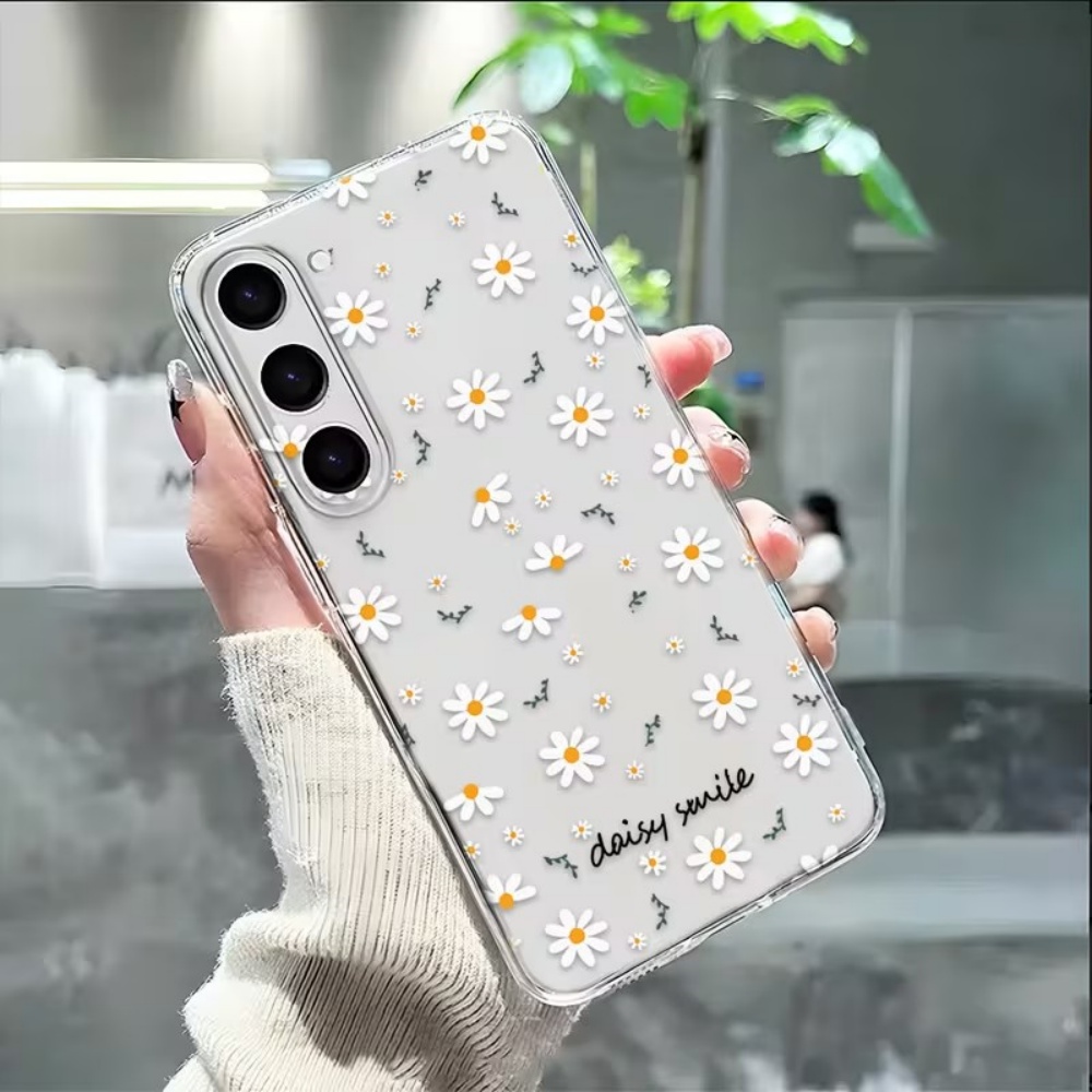 黄色の白いデイジーの花柄スマホケース Samsung Gal - Home Decor Yellow のレビューと価格