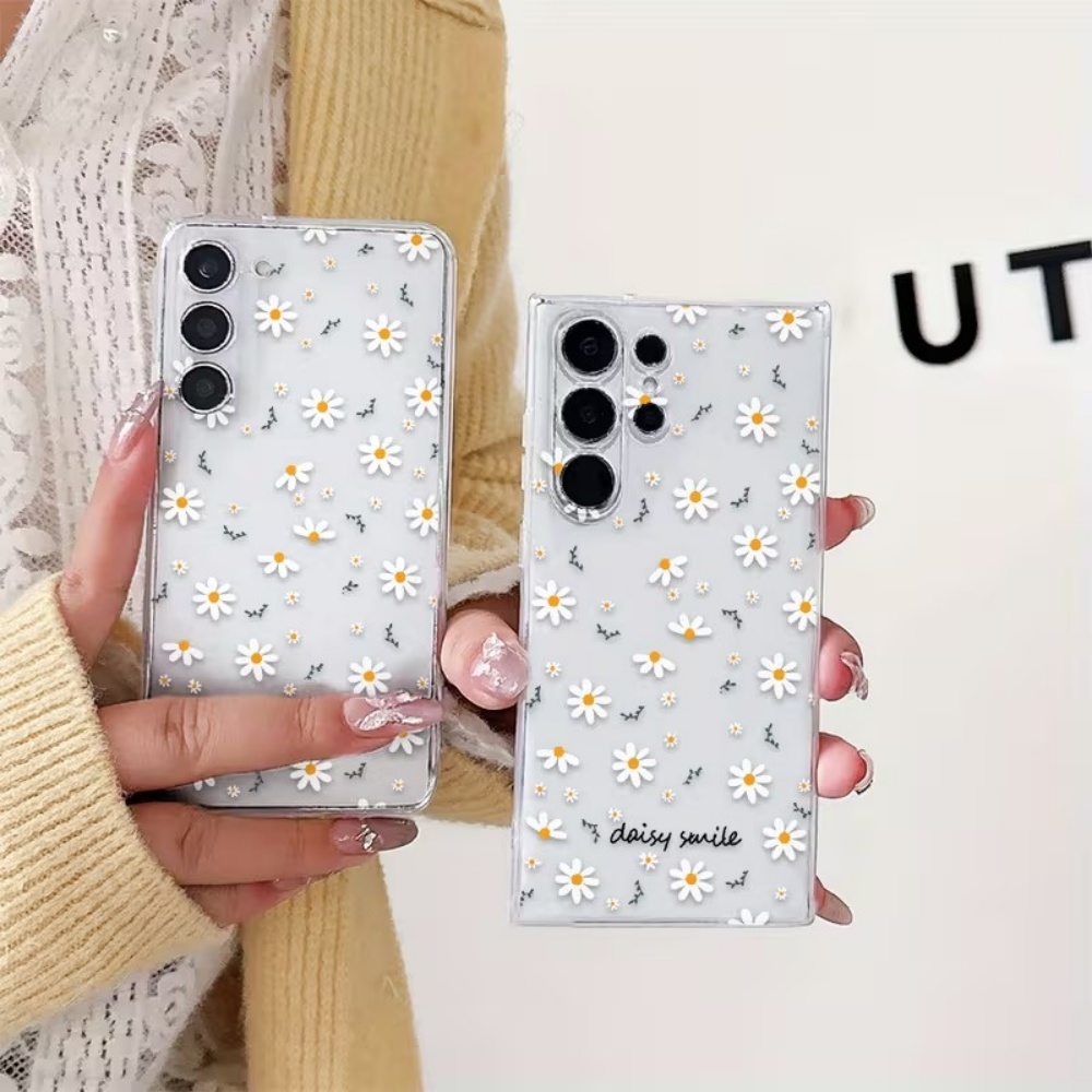 黄色の白いデイジーの花柄スマホケース Samsung Gal - Home Decor Yellow のレビューと価格