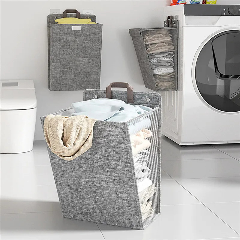 1 PC 折りたたみ式粘着ランドリーバスケットハンパー多機能 - Woven Wall Basket のレビューと価格