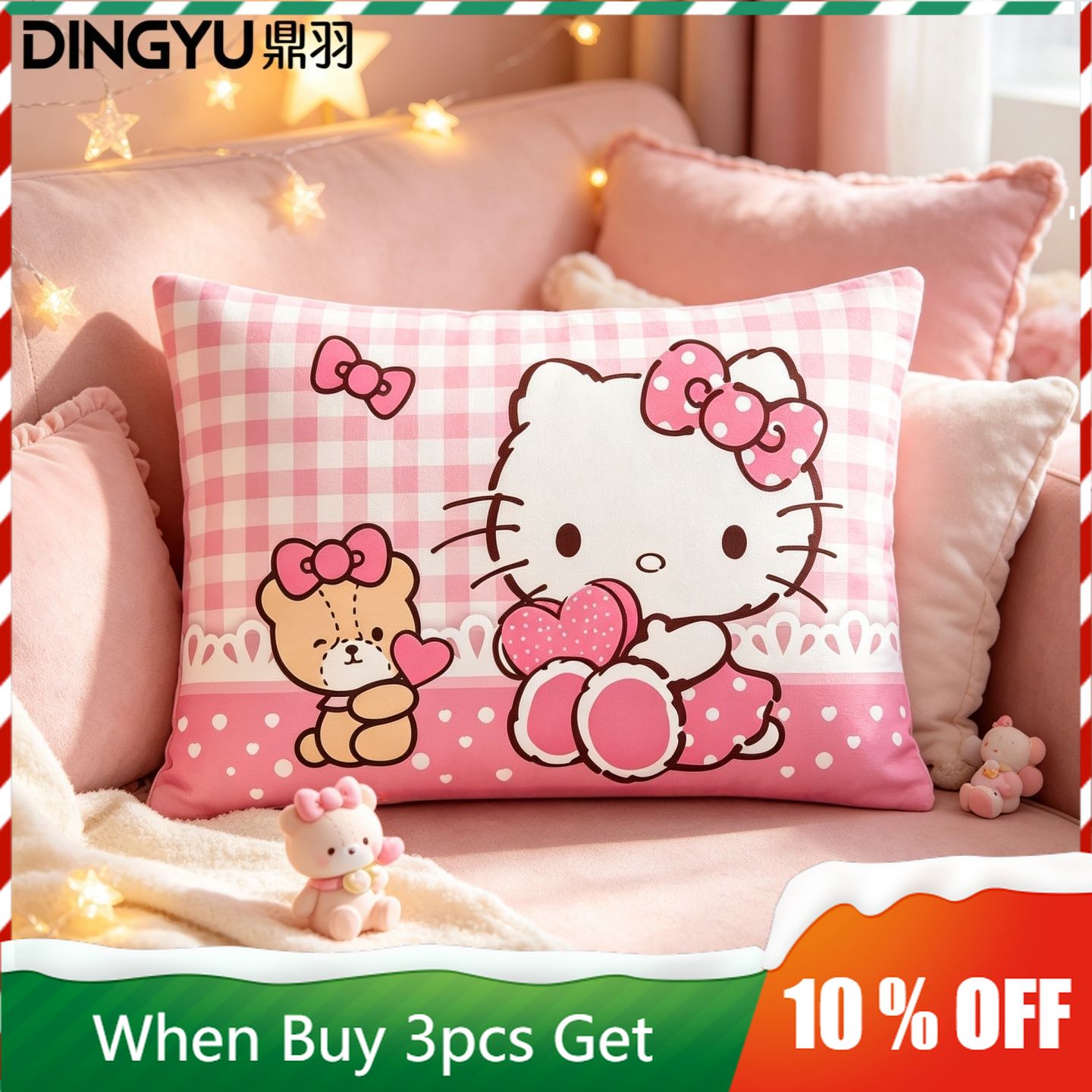 ハローキティ漫画クリスタルベルベットスローピローソフトバック - Decorative Throw Pillow のレビューと価格