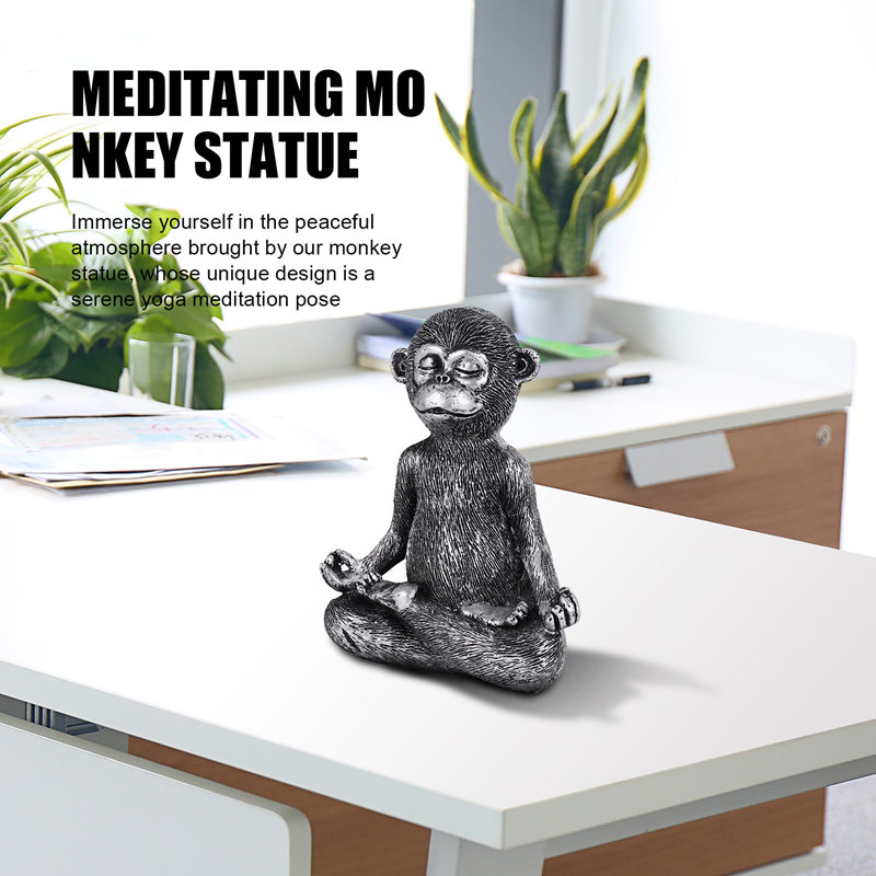 瞑想中の猿の像 樹脂製 ヨガ仏像 ホームデコレーション彫刻  - Home Decor Resin のレビューと価格