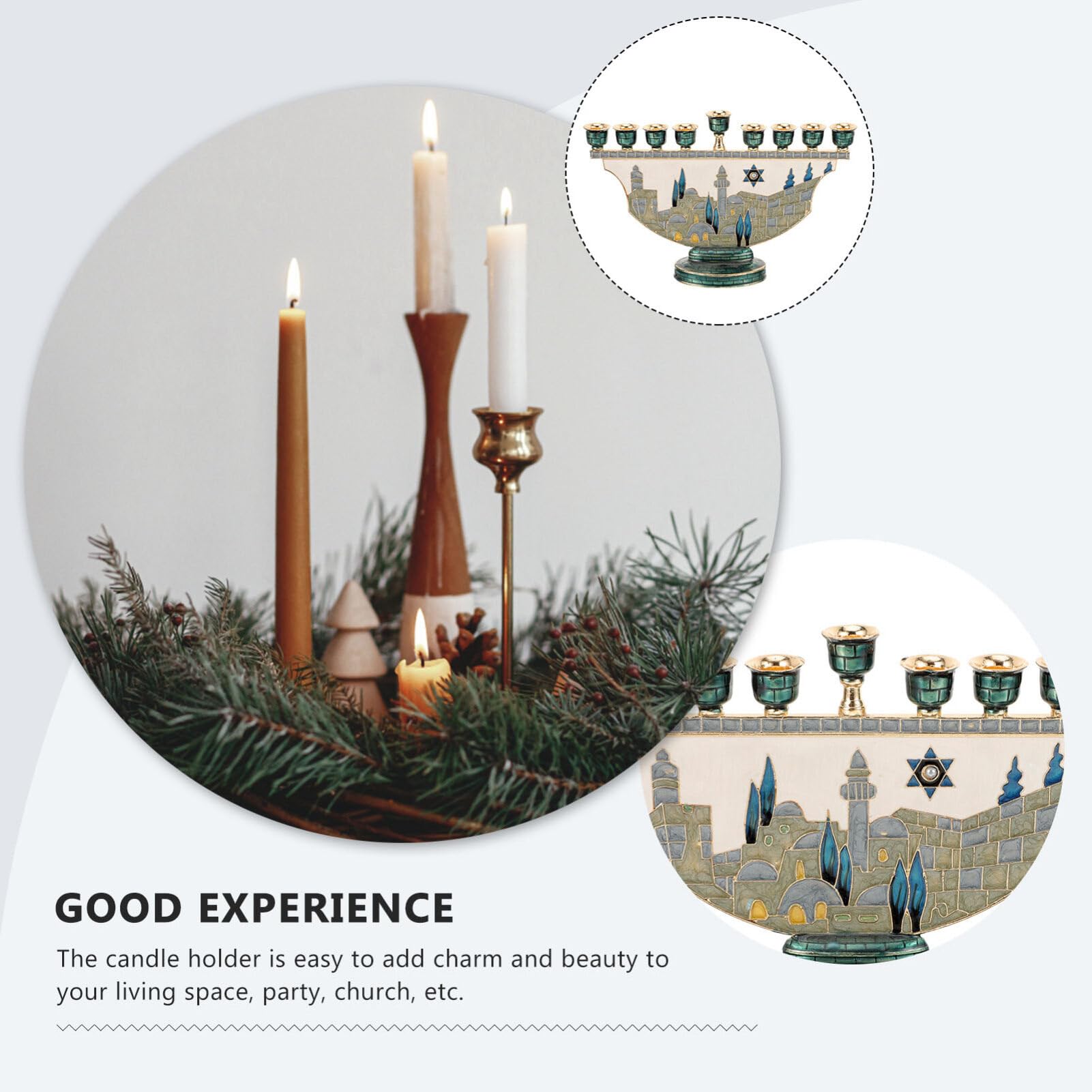 エルサレム・メノラ・ハヌカ・キャンドルホルダー 9枝 エナメ - Home Decor Gift のレビューと価格