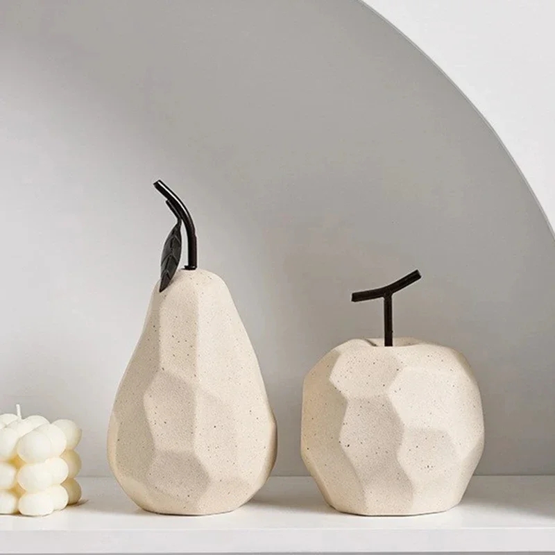 北欧彫刻セラミックリンゴ梨置物家の装飾アクセサリーフルーツ装 - Home Decor Modern Organic のレビューと価格